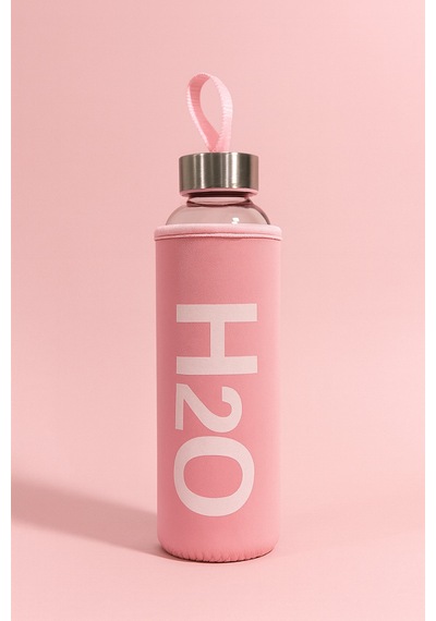 Kılıflı Cam Matara 500 Ml Pembe