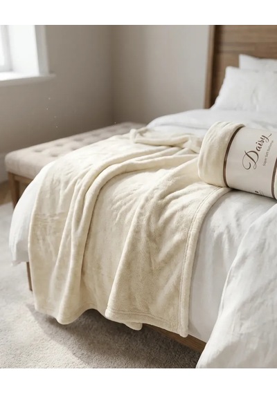Daisy Super Soft Battaniye Çift Kişilik 200x220 Krem
