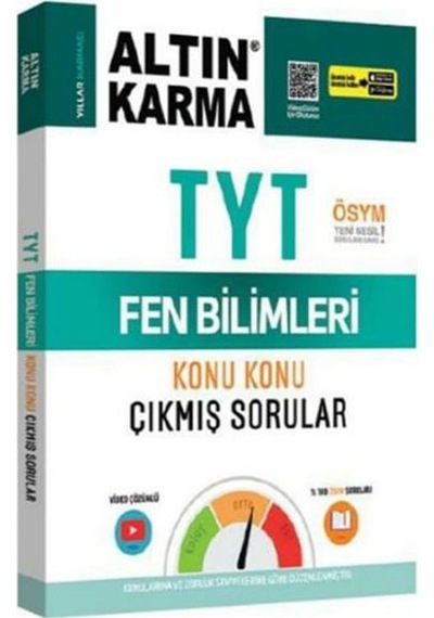 TYT Fen Bilimleri Fizik-Kimya-Biyoloji Konu Konu Çıkmış Sorular -  Altın Karma Yayınları