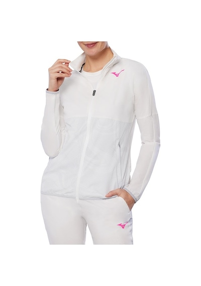Mizuno Charge Printed Jacket Kadın Yağmurluk Beyaz