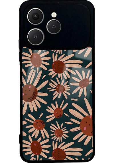 Tecno Spark 40 Retro Daisy Tasarımlı Glossy Telefon Kılıfı Çok Renkli