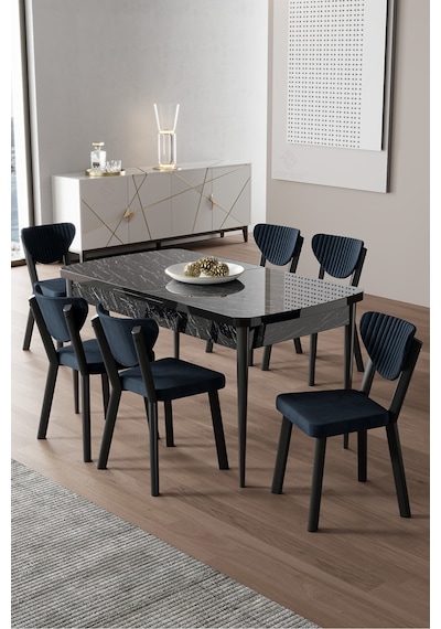 Canisa Exve Serisi 80x132 Açılabilir Siyah Mermer Desen Masa Takımı Ve 6 Antrasit Sandalye Masa Siyah Mermer Desen Sandalye Antrasit Canisa Exve Serisi 80x132 Açılabilir Siyah Mermer Desen Masa Takımı Ve 6 Antrasit Sandalye Masa Siyah Mermer Desen Sandalye Antrasit