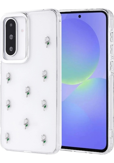 Samsung Uyumlu Galaxy A36 Kılıf Airbag Tasarımlı Simli Şeffaf Zore Kutup Kapak Lale
