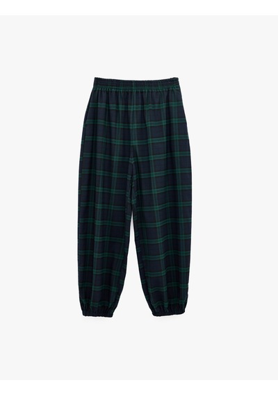 Koton Normal Bel Regular Fit Cepli Ekoseli Beli Lastikli Jogger Pantolon Lacivert Ekose 7wal40029ıw