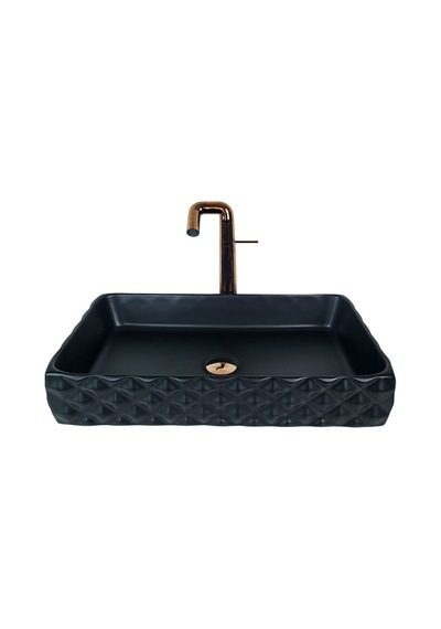 Kapitone 60 Cm Siyah Tezgah Üstü Çanak Lavabo Renkli
