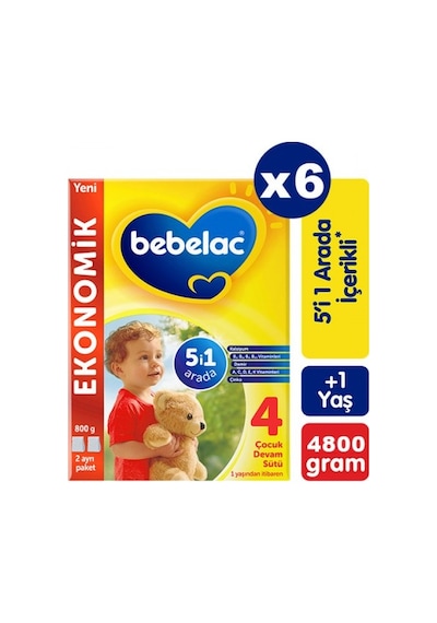 Bebelac 4 Çocuk Devam Sütü 800 G 6 Adet