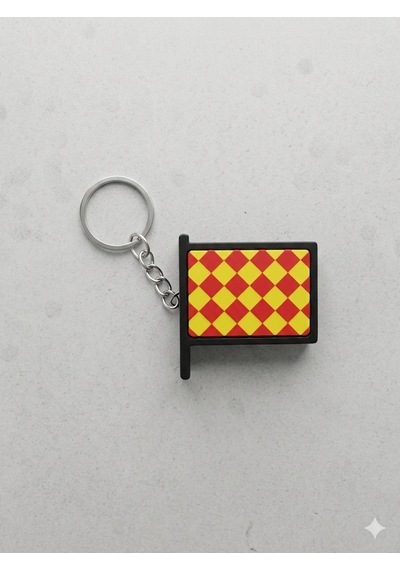 Clicker Hakem Anahtarlık, Bayrak Anahtarlık, Damalı, 4x3cm