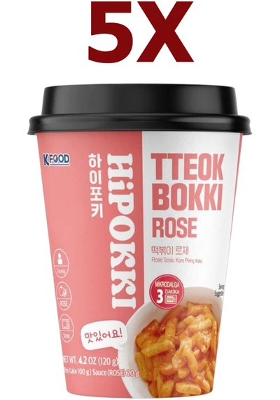 Hipokki Rose Soslu Kore Tteokbokki Pirinç Keki 120gr 5'li Set