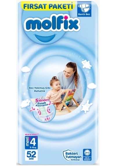 Molfix Bebek Bezi 4 Numara Maxi Plus Dev Ekonomi 416 Adet 8'li