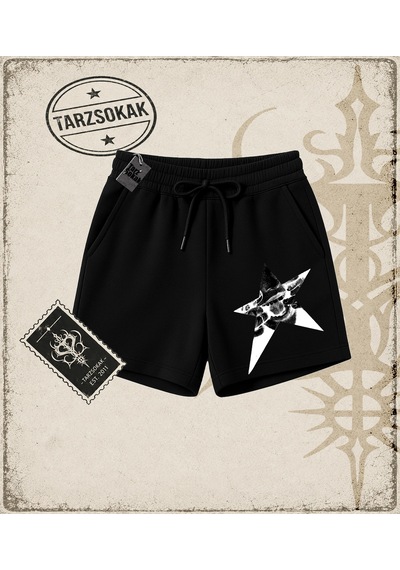 Tarzsokak Gotik & Grunge Streetwear Retro Star Grıl Unisex Şort Siyah