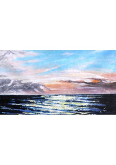 Yağlı Boya Tablo %100 El Yapımı 94cmx60cm Deniz Sunset