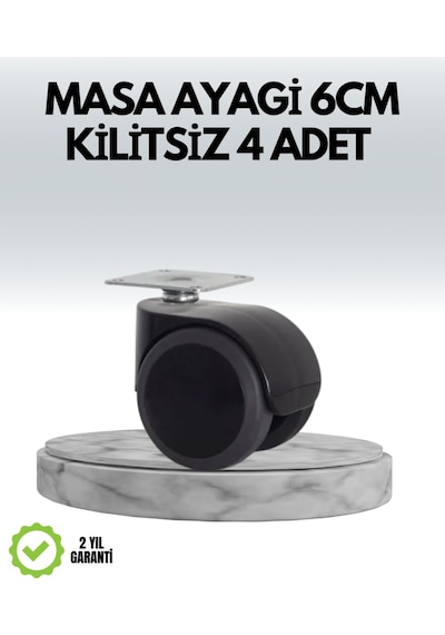 Halı Ve Beton Uyumlu Kilitsiz Mobilya Tekerleği 4 Lü Siyah