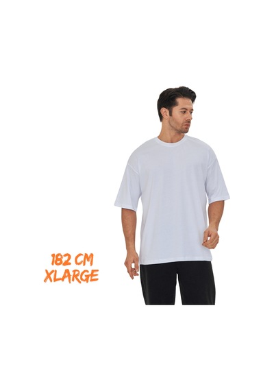 Pxm - %100 Pamuklu Oversize Tişört Kırık Beyaz Kırık Beyaz