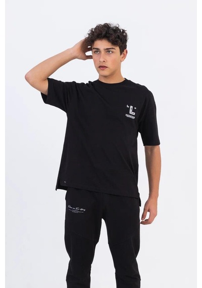 Zekids Erkek Çocuk Pamuklu Oversize Tshirt-11793-siyah Siyah