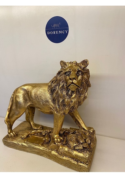Doremcy Dekoratif Tablalı Aslan Biblo Gold