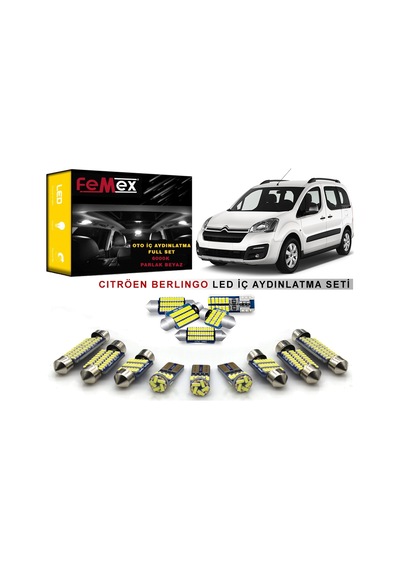 Citröen Berlingo LED İç Aydınlatma Ampul Seti FEMEX Parlak Beyaz