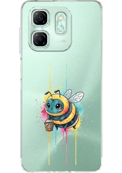 Infinix Smart 9 İle Uyumlu Splash Arı Tasarımlı Şeffaf Silikon Kılıf Şeffaf