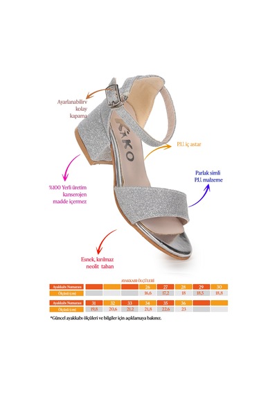 Kiko Kids Alexa Günlük Kız Çocuk 4 Cm Topuklu Sandalet Abiye Ayakkabı Altın