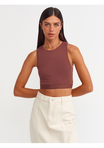 Dilvin Crop Top  101A30114 Kahve Kahverengi