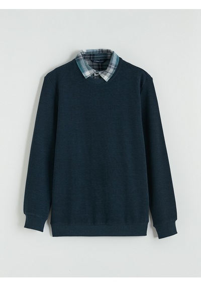 Lcwaıkıkı Classic Lacivert Gömlek Yaka Erkek Sweatshirt