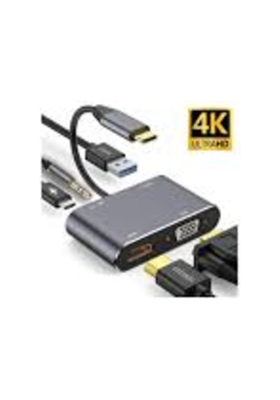 Hc-11 Apple Uyumlu MacBook Type-C To Usb 3.0 1080P 4K Hdmı Vga Pd Aux