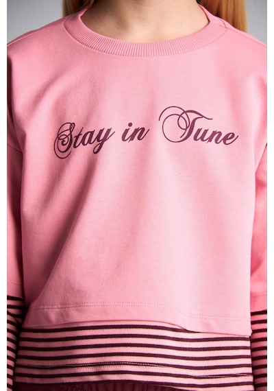Defacto Baskılı Sweatshirt Üst Geniş Paça Alt 2li Takım Kız Çocuk I0855a826aupn181 Pembe-pn181