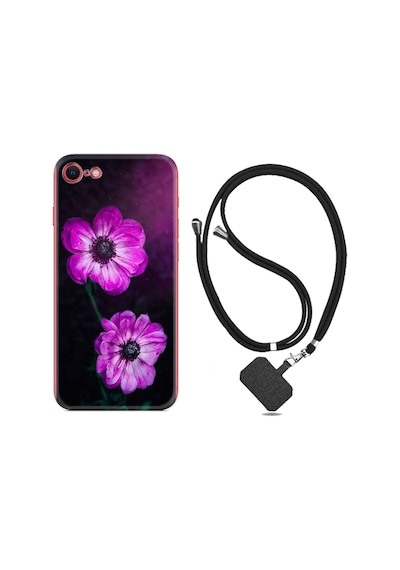 Apple Uyumlu iPhone 7 8 Kılıf Boyun Askılı Çiçekler 1869