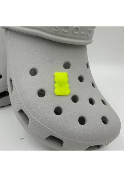 Crocs Terlik Süsü Ve Aksesuarı , Çanta Süsü Jibbitz Hribo Ayıcık Şeffaf Alt 01 Görsel Figür Aksesuar Sarı Neon