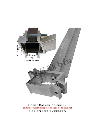 Demir Balkon Korkuluk Alüminyum Küpeşte Çamaşır Kurutma Askılığı Gri - Gümüş