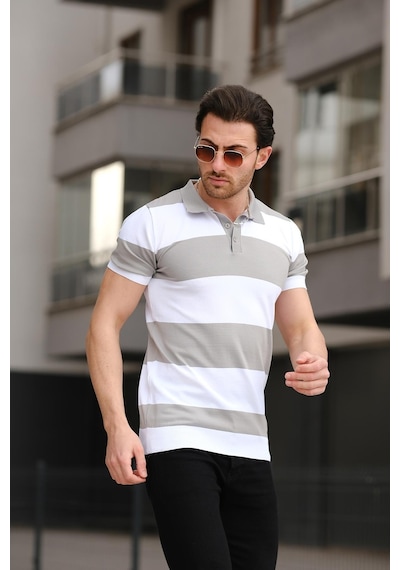 Ht 340016 Çift Renk Polo Yaka Erkek Triko Tshirt 001