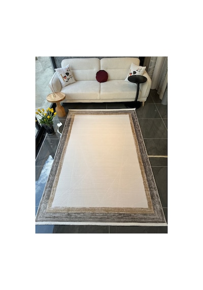 Merinos Vista Kahverengi Çerçeveli %100 Akrilik Yumuşak Dokulu Salon Oturma Odası Halısı 76592-957