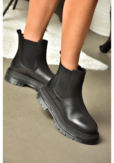 Fox Shoes R555235103 Siyah Hakiki Deri Kadın Bot Siyah-hakiki Deri Siyah