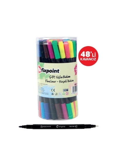 Fixpoint Fineliner Çift Uçlu 48'li Kavanoz
