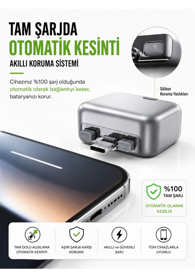 140w Type-c Hızlı Şarj Adaptörü Yapay Zeka Akıllı Şarj Kesme Çift Akım Korumalı Otomatik Kesinti