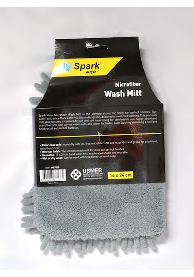 1 Adet Mikrofiber Şönil Oto Temizlik Ve Kurulama Eldiveni 16x24 Cm. Gri