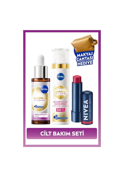 Luminous630 Thiamidol Leke Karşıtı Gündüz Kremi 40ml, Serum Ve Kırmızı Dudak Kremi, Makyaj Çantası