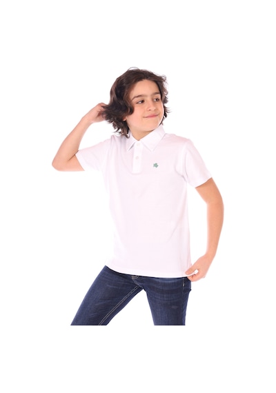 Toontoy Kids Toontoy Erkek Çocuk Polo Yaka Düğmeli Kısa Kollu Tişört Beyaz