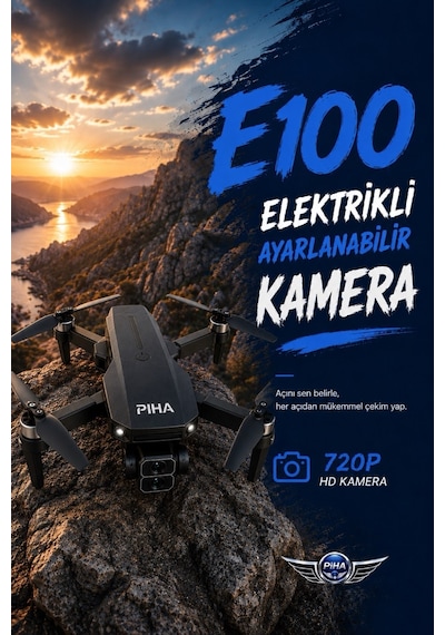 E100 Fırçasız Motor Hd 720p Çift Kameralı 2batarya&25dakika Uçuş Taşıma Çantalı Drone