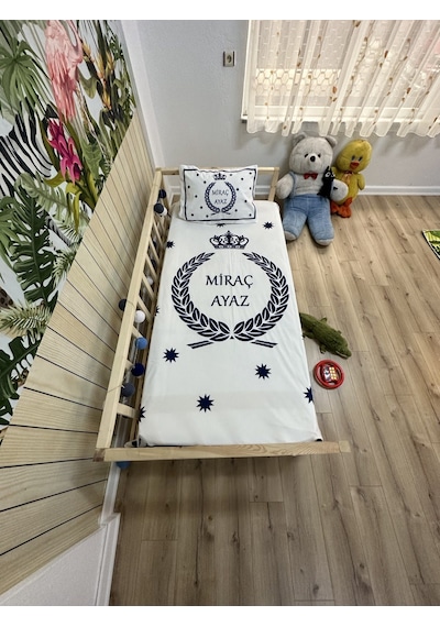 Evsehomes Mavi Taç Yatak Örtüsü Dijital Baskı
