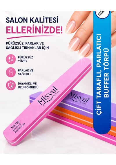 Profesyonel Tırnak Üstü Törpü Buffer 100 180 Renkli Yarım Ay 1 Adet