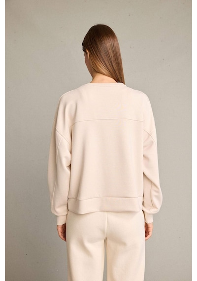 Defacto Bisiklet Yaka Modal Sweatshirt G2913ax25auer120 Ekru