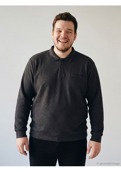 Lcwaıkıkı Classic Antrasit Büyük Beden Polo Yaka Erkek Sweatshirt