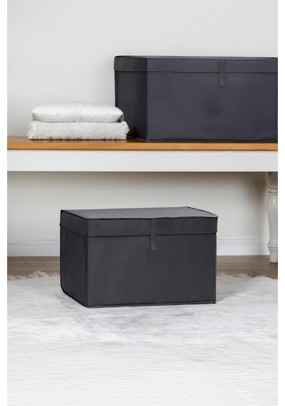 Çok Amaçlı Saklama Kutusu Düzenleyici Kapaklı Sandık Tipi Kutu Hurç Organizer 3 Lü Set Antrasit, Mini 40x30x26 Diğer