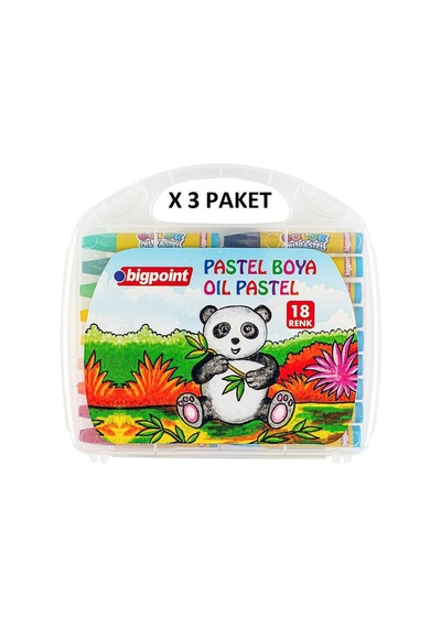 Bigpoint Pastel Boya 18 Renk - Şeffaf Çantalı X 3 Adet Karışık