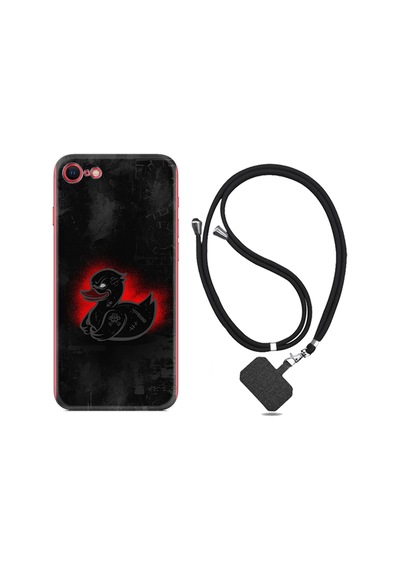 Apple Uyumlu iPhone 7 8 Kılıf Boyun Askılı Black Duck 1688