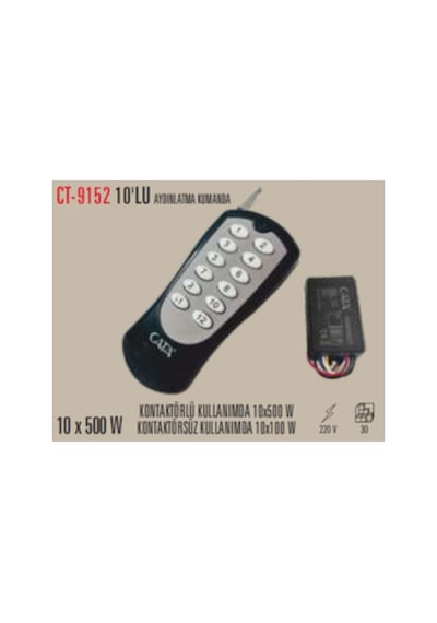Ct-9152 Aydınlatma Kumandası 10'lu Onlu Avize Kumandası