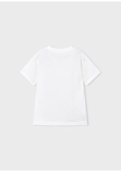 Mayoral Erkek Çocuk Kabartmalı Motor Desenli T-shirt Krem - 03059