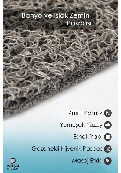 Banyo Paspası Kaymaz Paspas Su Emici Islak Zemin Duşa Kabin Ve Küvet Paspası Kivircik Paspas 40x60cm Mavi