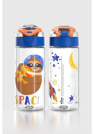Renga Saga Space Desenli 500 Ml Tritan Çocuk Matara 912014 Mavi-turuncu Mavi - Turuncu