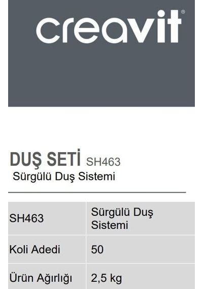 Creavit Sh463 Sürgülü Duş Sistemi 3 Fonksiyonlu Diğer